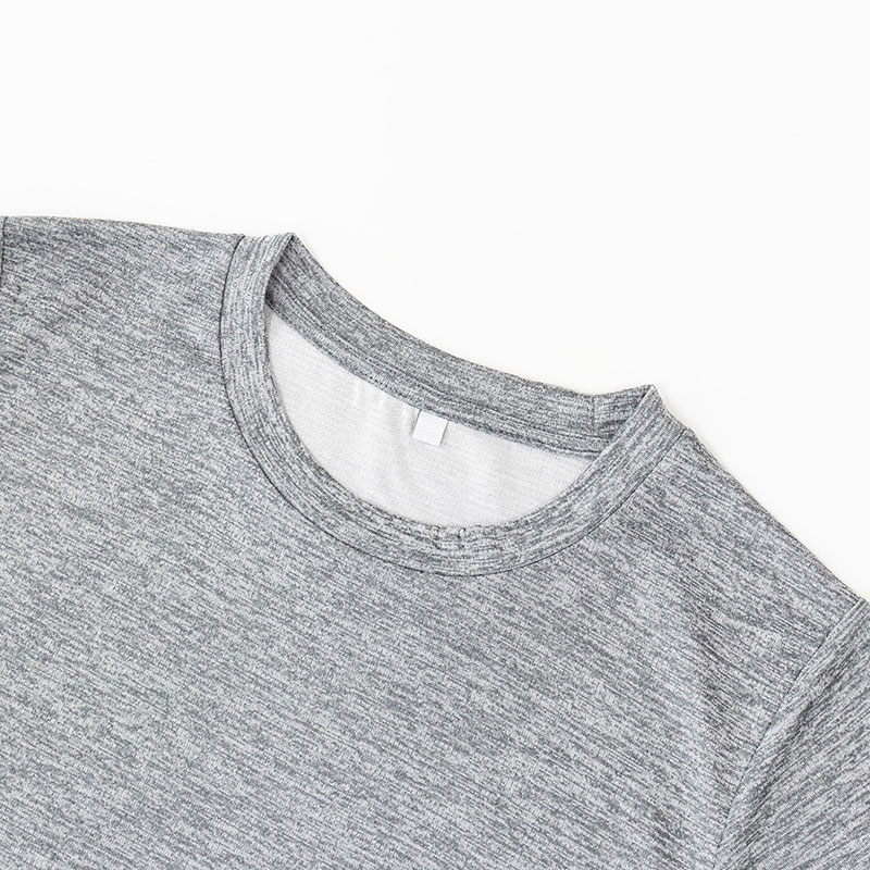 レディース DRY メッシュTシャツ 丸首 杢グレー