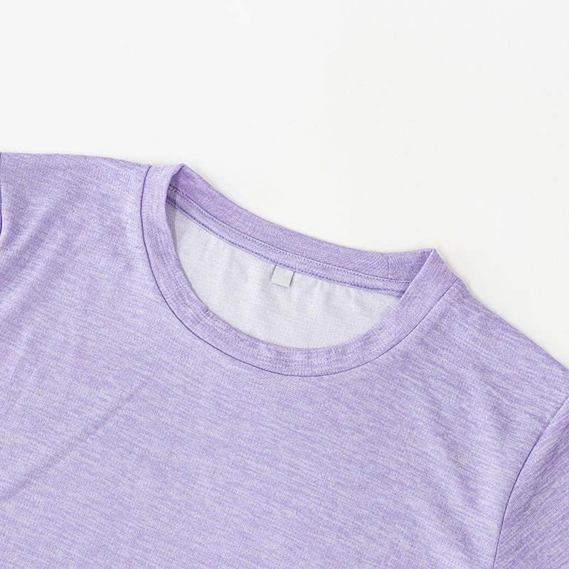 レディース DRY メッシュTシャツ 丸首 杢ラベンダー