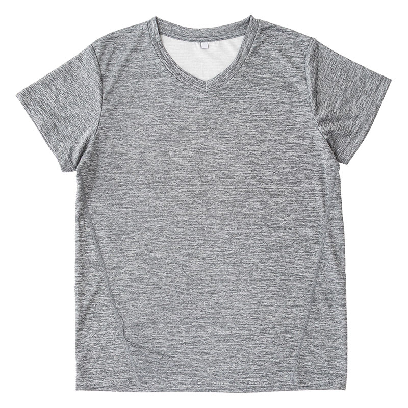 レディース DRYメッシュTシャツ V首 杢グレー