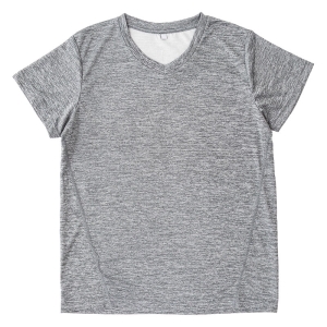 レディース DRYメッシュTシャツ V首 杢グレー