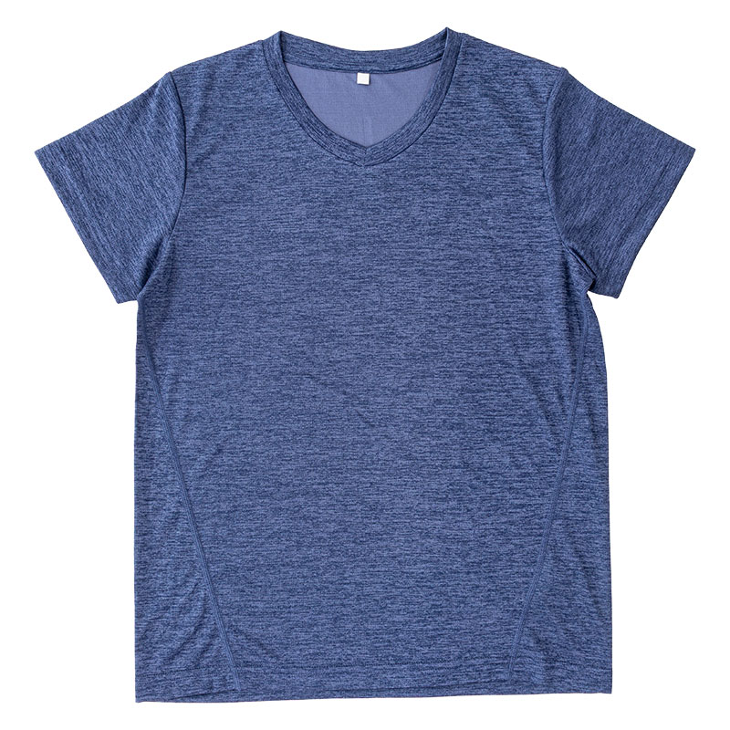 レディース DRYメッシュTシャツ V首 杢ネイビー
