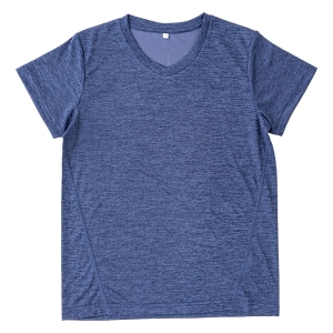 レディース DRYメッシュTシャツ V首 杢ネイビー