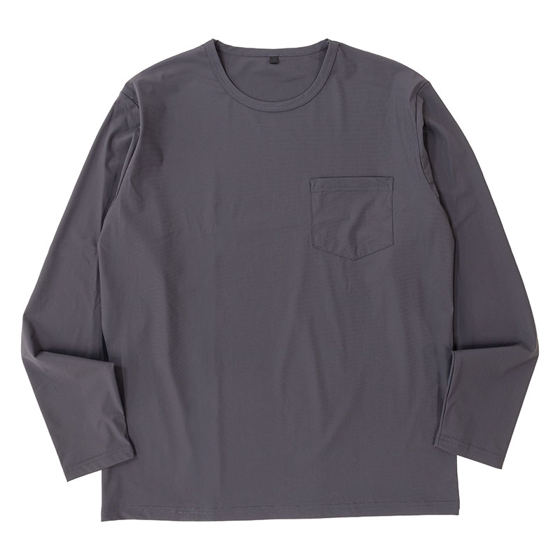 メンズ 冷感Tシャツ 長袖 チャコール