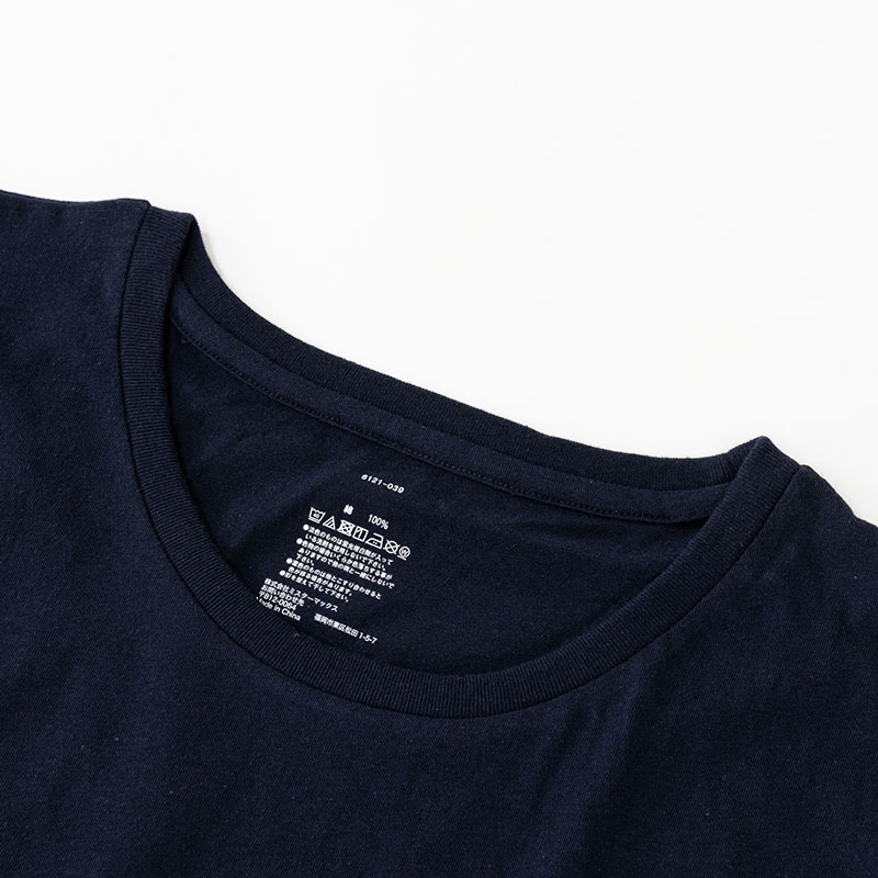 メンズ 綿100% インナー 半袖 丸首 ネイビー