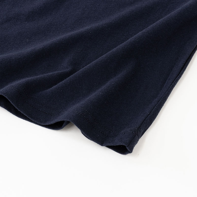 メンズ 綿100% インナー 半袖 丸首 ネイビー