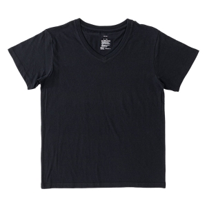 メンズ 綿100% インナー 半袖 V首 ブラック