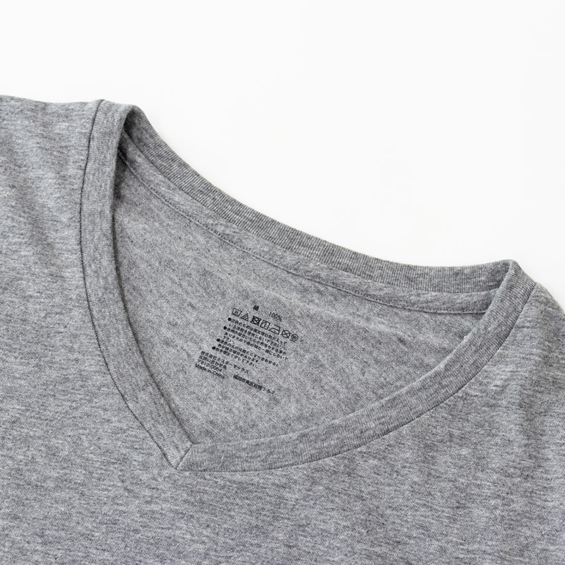 メンズ 綿100% インナー 半袖 V首 杢グレー