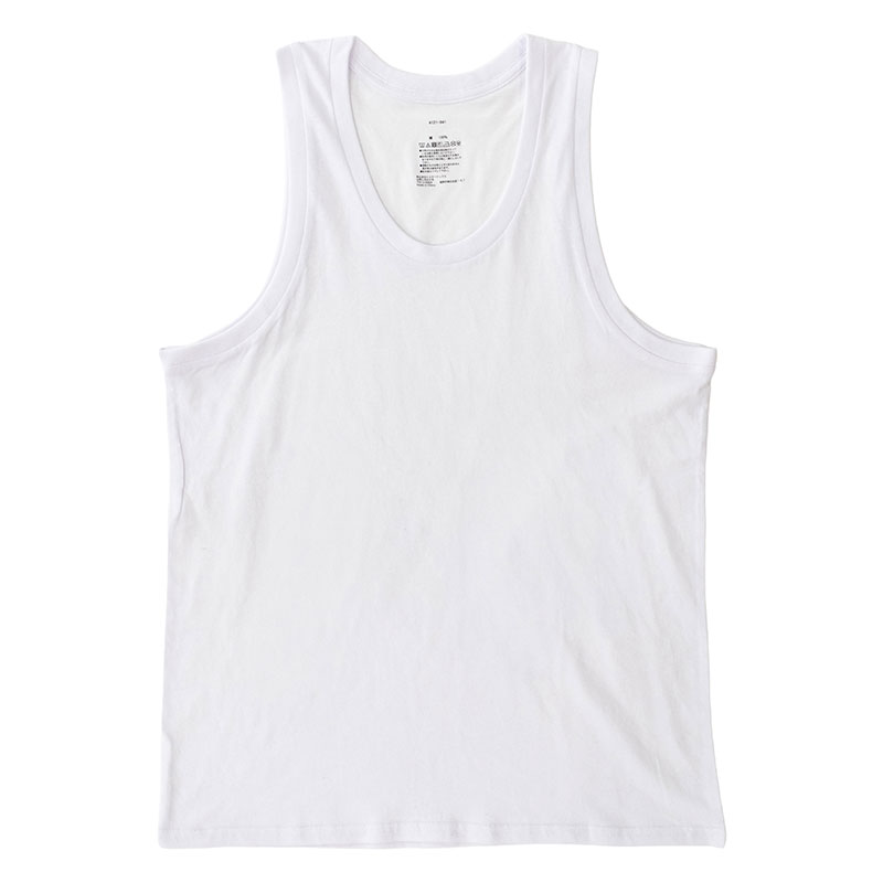 メンズ 綿100% インナータンクトップ ホワイト