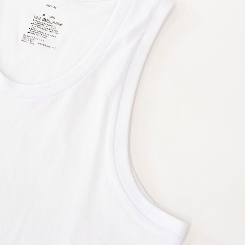 メンズ 綿100% インナータンクトップ ホワイト