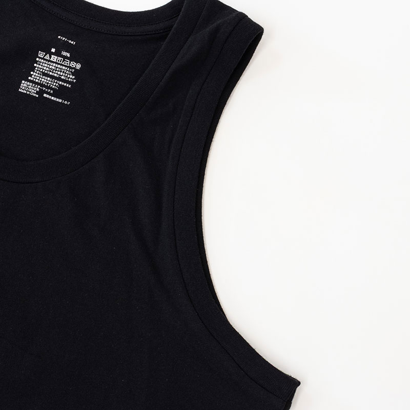 メンズ 綿100% インナータンクトップ ブラック