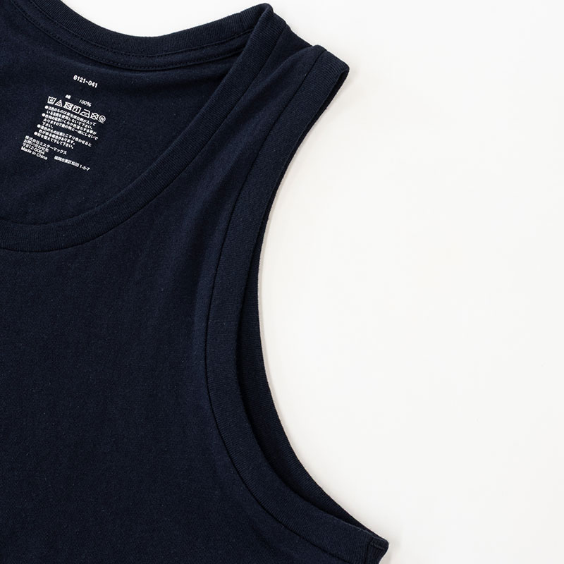 メンズ 綿100% インナータンクトップ ネイビー