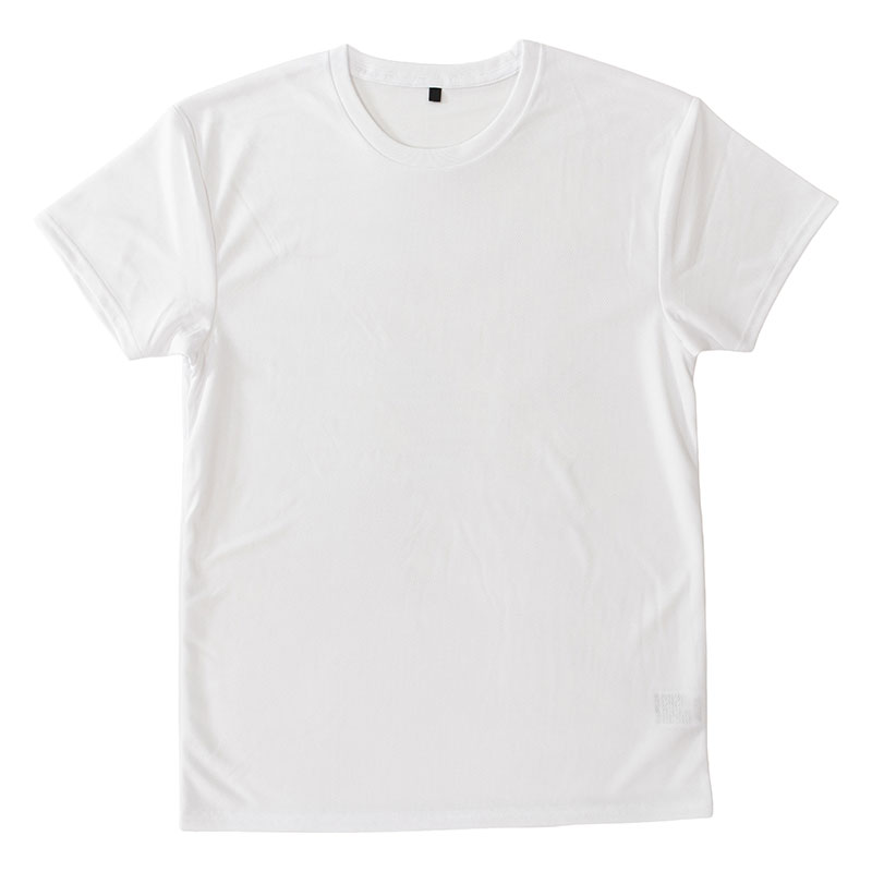 メンズ 涼感インナー 半袖 丸首 ホワイト