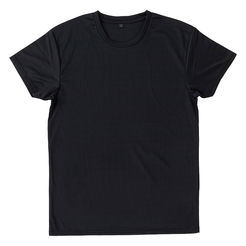 メンズ 涼感インナー 半袖 丸首 ブラック