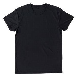 メンズ 涼感インナー 半袖 丸首 ブラック