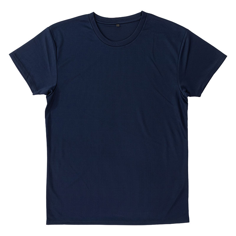 メンズ 涼感インナー 半袖 丸首 ネイビー