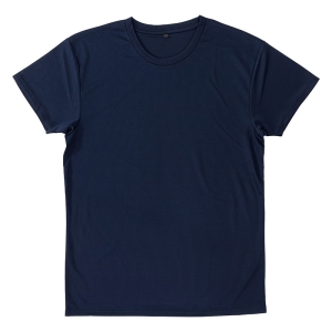 メンズ 涼感インナー 半袖 丸首 ネイビー