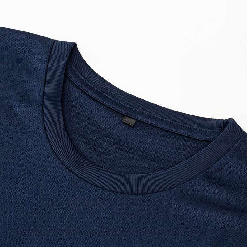 メンズ 涼感インナー 半袖 丸首 ネイビー