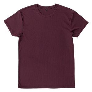 メンズ 涼感インナー 半袖 丸首 バーガンディー