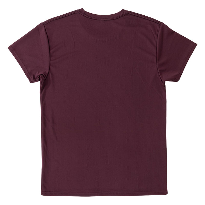 メンズ 涼感インナー 半袖 丸首 バーガンディー
