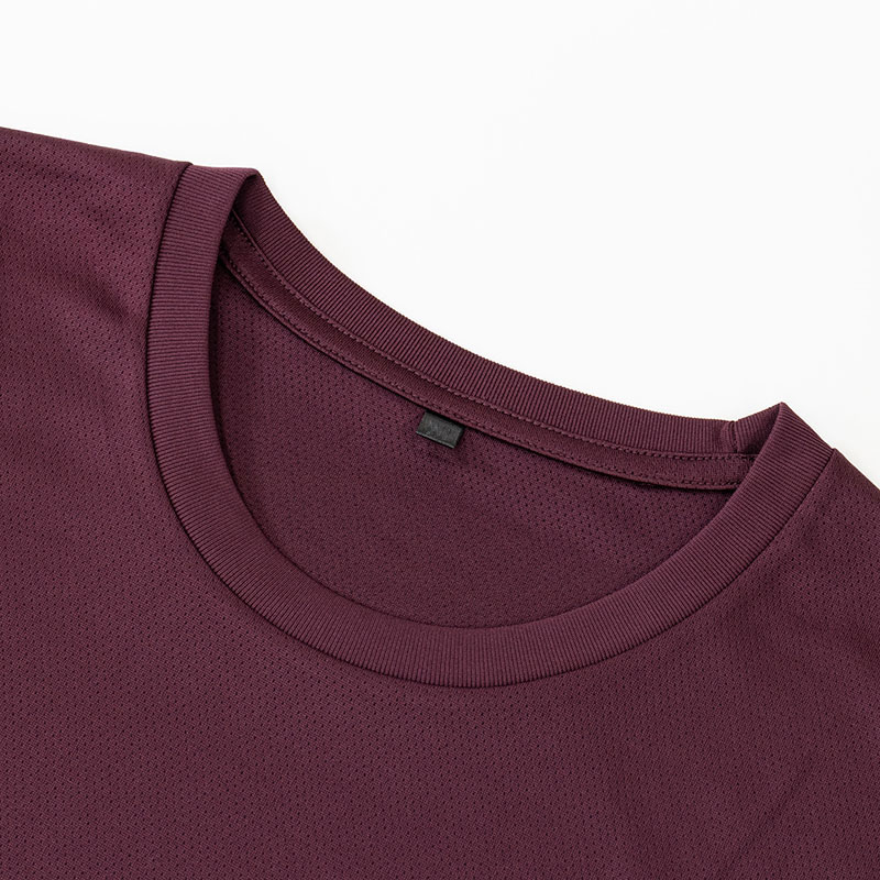 メンズ 涼感インナー 半袖 丸首 バーガンディー