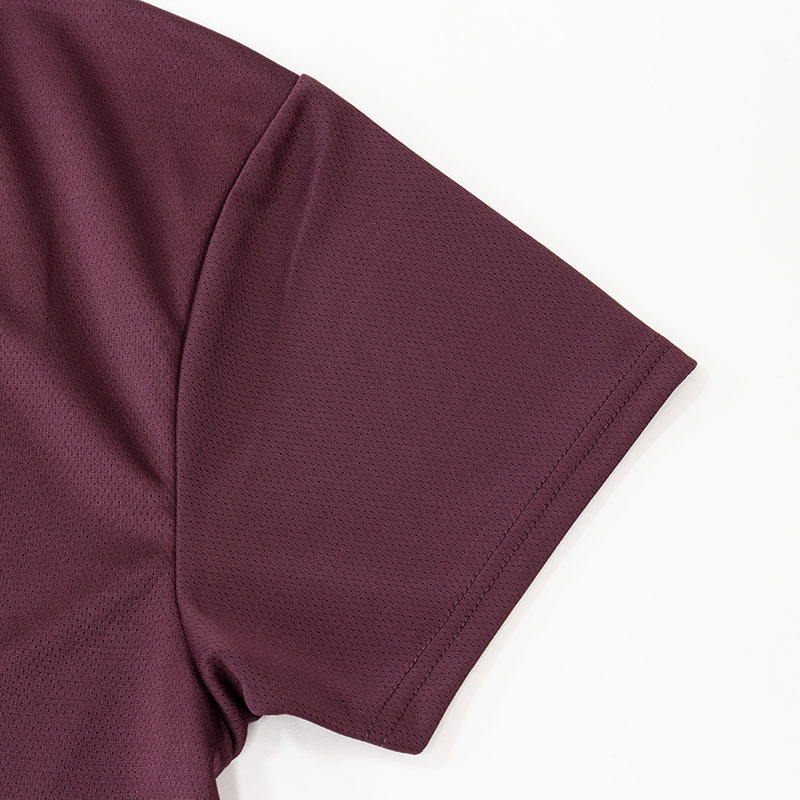 メンズ 涼感インナー 半袖 丸首 バーガンディー