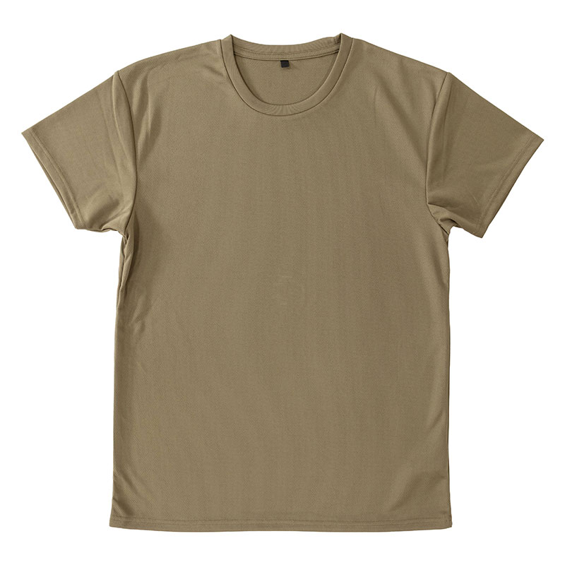 メンズ 涼感インナー 半袖 丸首 カーキ