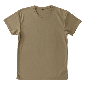 メンズ 涼感インナー 半袖 丸首 カーキ