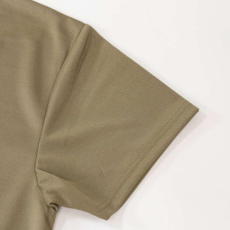 メンズ 涼感インナー 半袖 丸首 カーキ