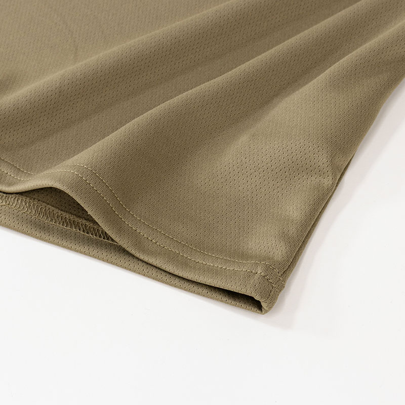 メンズ 涼感インナー 半袖 丸首 カーキ