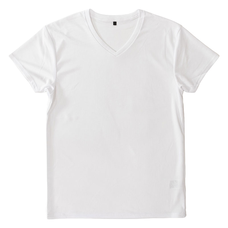 メンズ 涼感インナー 半袖 V首 ホワイト