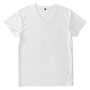 メンズ 涼感インナー 半袖 V首 ホワイト