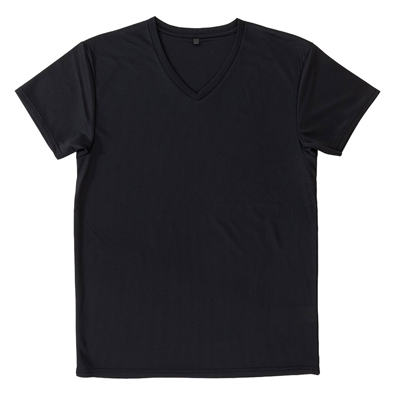 メンズ 涼感インナー 半袖 V首 ブラック