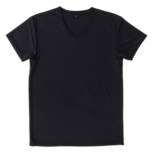 メンズ 涼感インナー 半袖 V首 ブラック