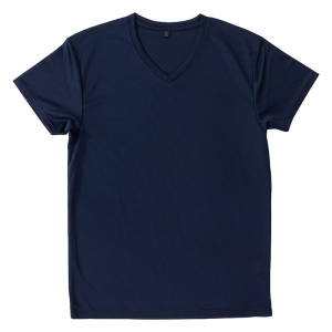 メンズ 涼感インナー 半袖 V首 ネイビー