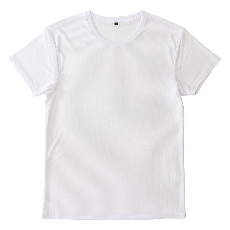 メンズ 涼感インナー 半袖 丸首 ホワイト