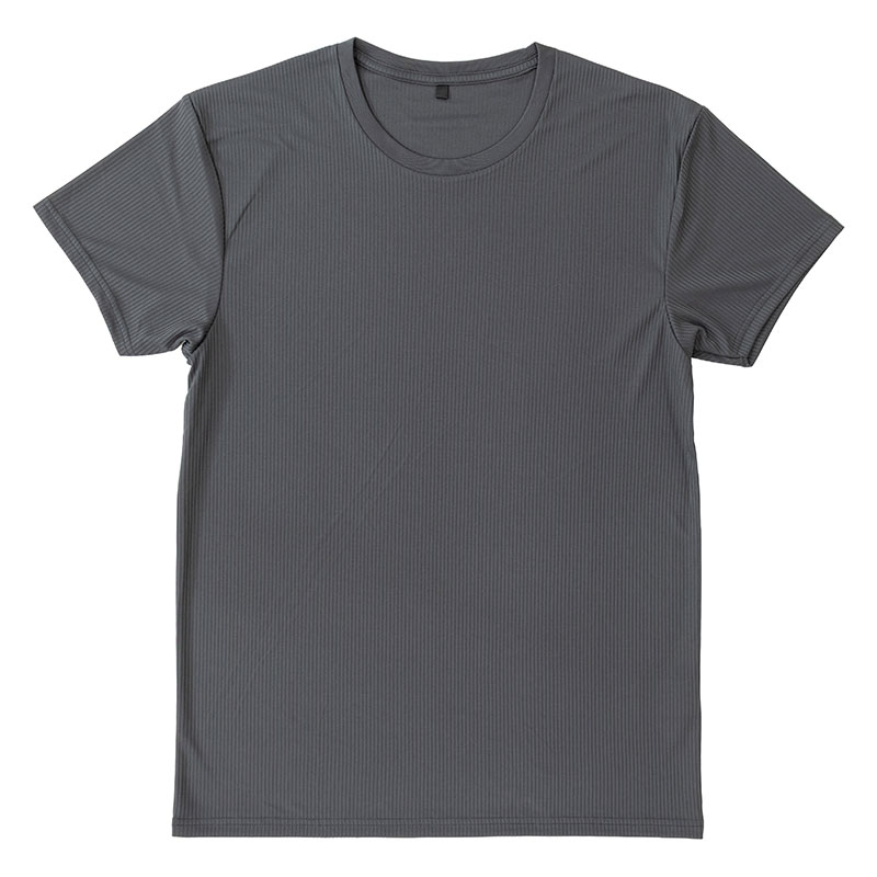 メンズ 涼感インナー 半袖 丸首 チャコール