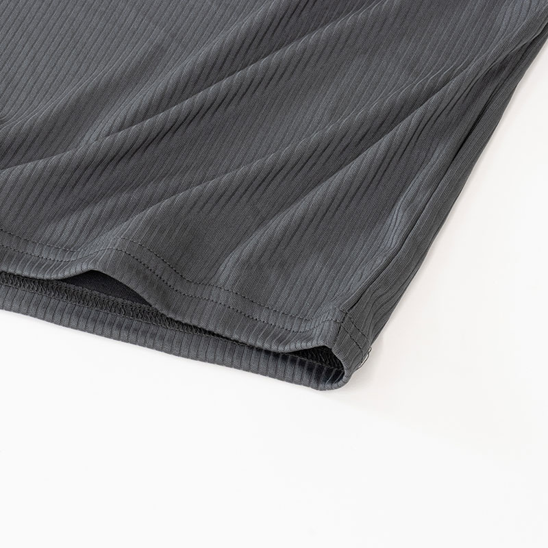 メンズ 涼感インナー 半袖 丸首 チャコール