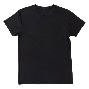 メンズ 涼感インナー 半袖 丸首 ブラック