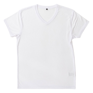 メンズ 涼感インナー 半袖 V首 ホワイト