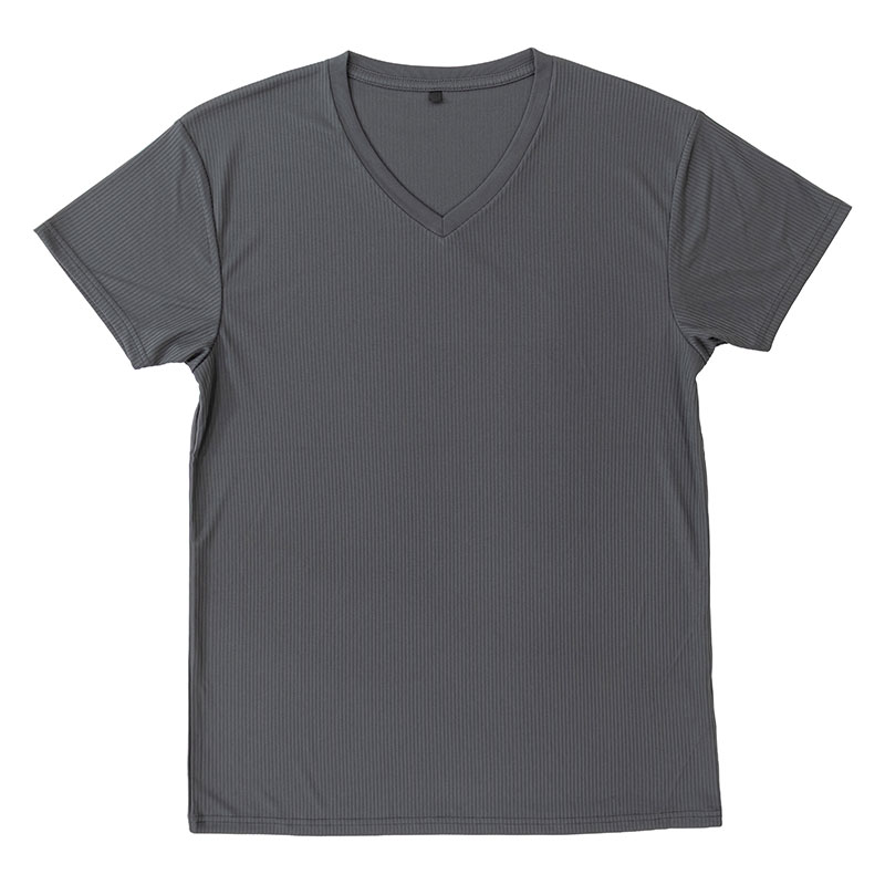 メンズ 涼感インナー 半袖 V首 チャコール