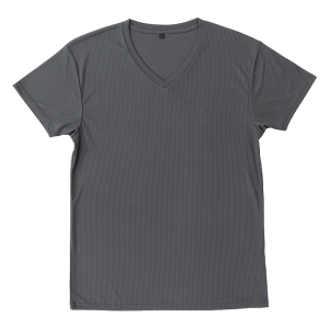 メンズ 涼感インナー 半袖 V首 チャコール