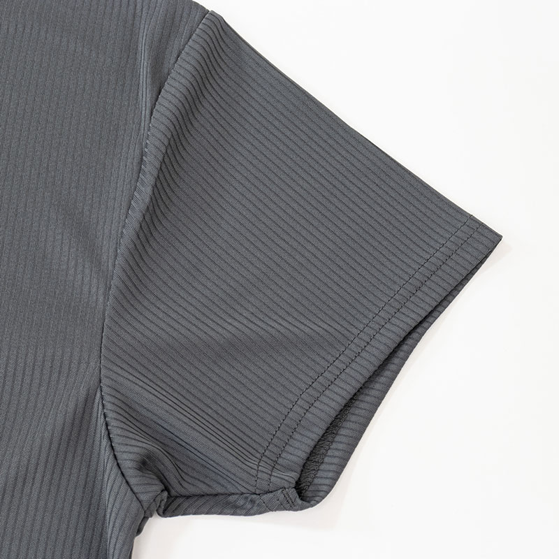 メンズ 涼感インナー 半袖 V首 チャコール