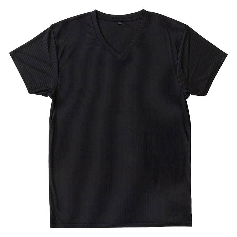 メンズ 涼感インナー 半袖 V首 ブラック