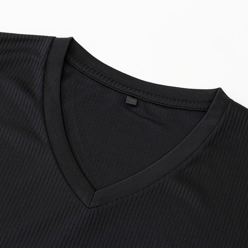 メンズ 涼感インナー 半袖 V首 ブラック