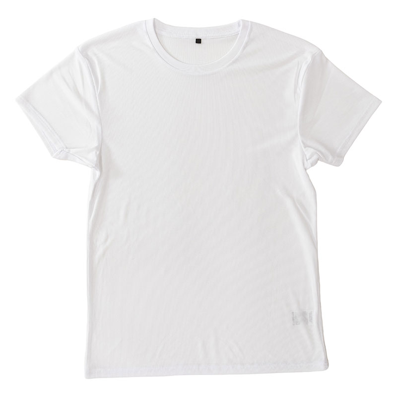 メンズ 涼感インナー 半袖 丸首 ホワイト