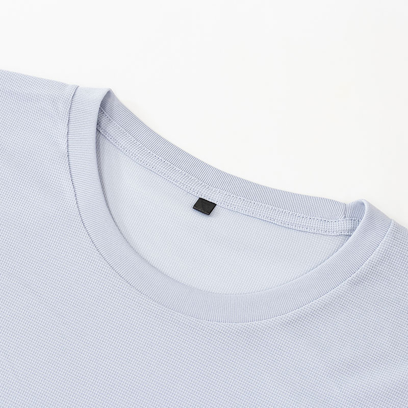 メンズ 涼感インナー 半袖 丸首 サックス