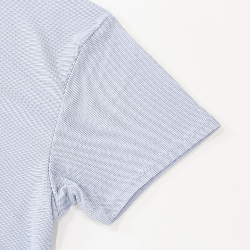 メンズ 涼感インナー 半袖 丸首 サックス