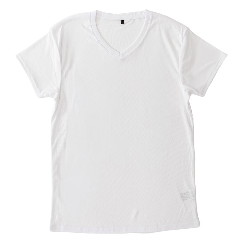 メンズ 涼感インナー 半袖 V首 ホワイト