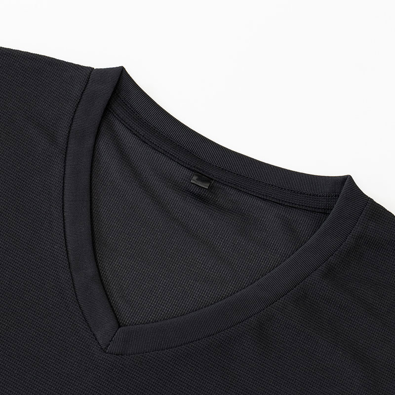 メンズ 涼感インナー 半袖 V首 ブラック