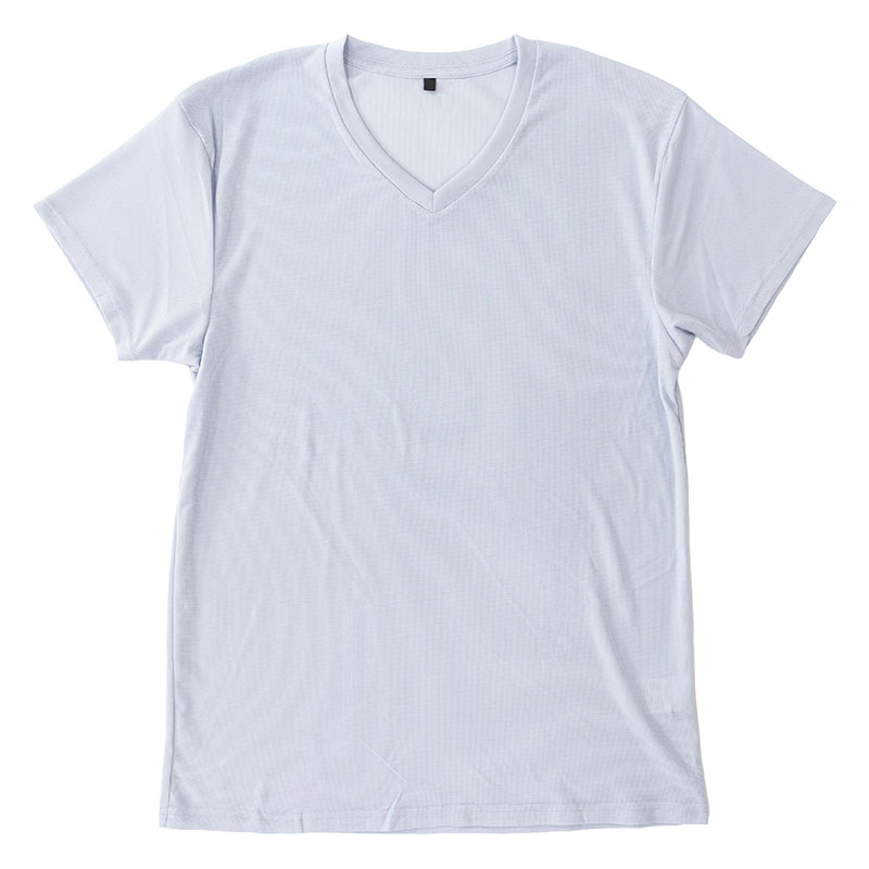 メンズ 涼感インナー 半袖 V首 サックス